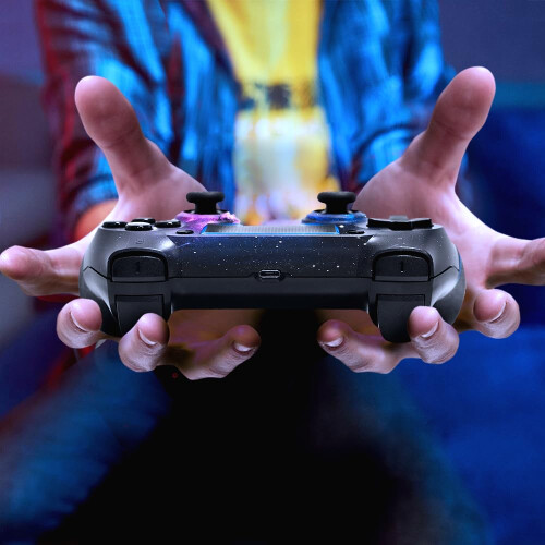 AceGamer Upgraded Version Wireless Controller for PS4 Game Compatible with PS4/Pro/PC with Motion Motors and Audio Function,Mini LED Indicator,USB 2