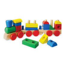 Melissa & Doug Stapeltrein - Klassiek houten speelgoed (18 stuks) - Treinset Houten sorteer- en stapelspeelgoed voor peuters vanaf 2 jaar Meerkleurig