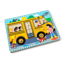Melissa & Doug The Wheels on the Bus Sound Puzzle - School Bus Puzzle Wooden Puzzle For Kids and Toddlers Ages 2+