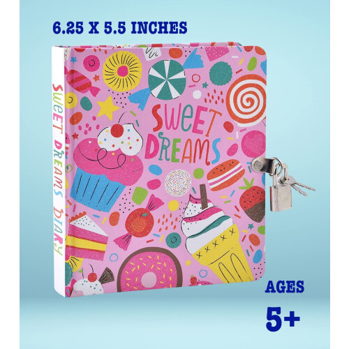 MOLLYBEE KIDS 1 Sweet Dream Pink Glitter Lock and Key Dirio para crianas 208 pginas mede 6,25 polegadas por 5,5 polegadas 2