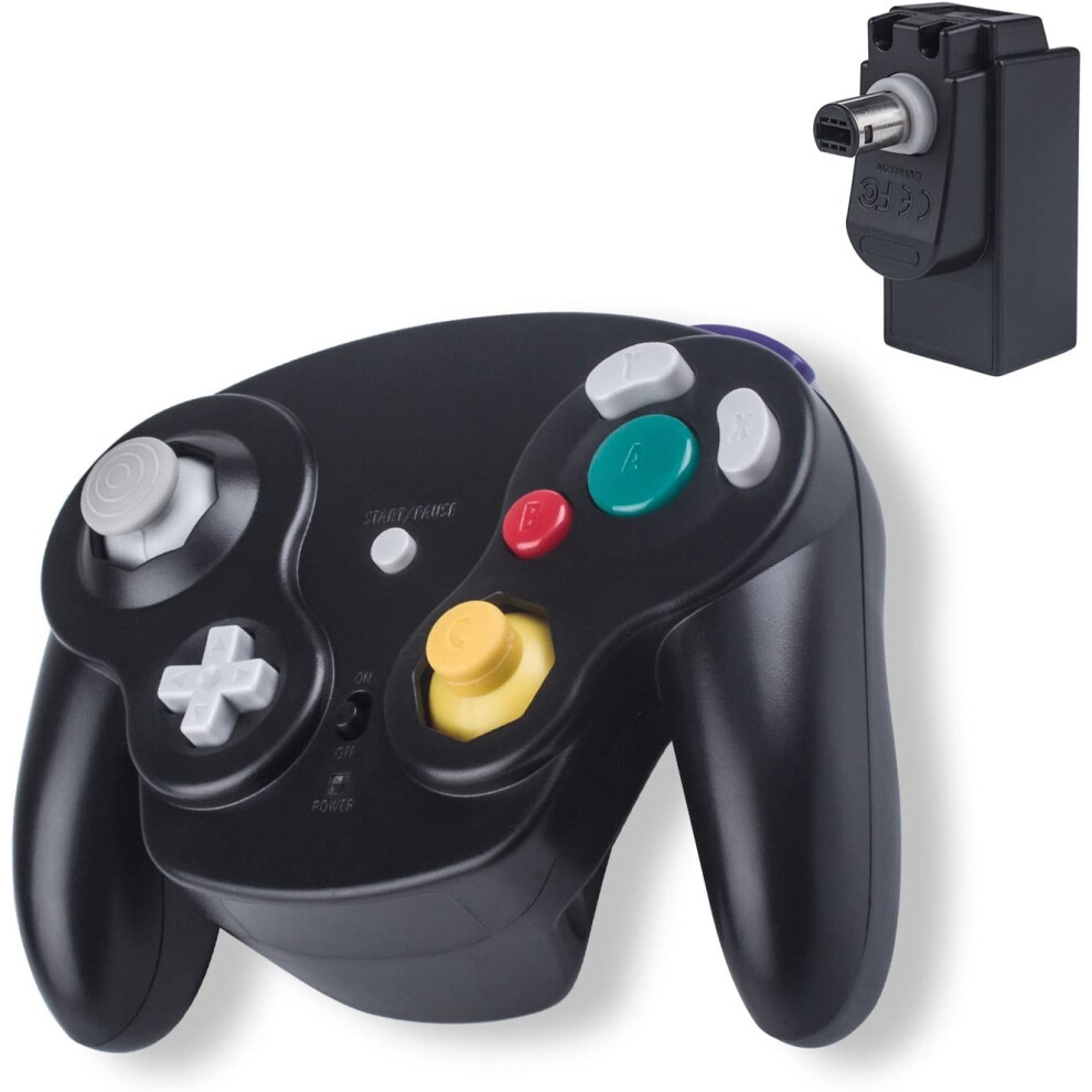 Techken 2.4G Bluetooth Ngc Gamepad Joystick Controller With Receiver Adapter For Wii U Gamecube Ngc Gc Black 766330870026