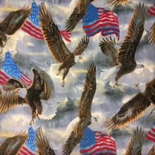 Pico Textiles 2 Yards Bolt - Eagles and USA Flags Allover Fleece Fabric - Sold By The Bolt - Print Fleece Fabric - Patriotic Fleece Fabric - Idea