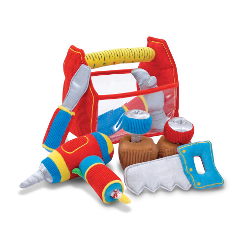 Melissa & Doug Melissa & Doug Toolbox Preenche e derramam brinquedos de crian   a com broca vibrat   ria (9 pcs)