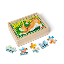 Melissa & Doug Ζωάκια 4 σε 1 Ξύλινα Παζλ σε Κουτί Αποθήκευσης (48 τμχ) - Πιστοποίηση FSC