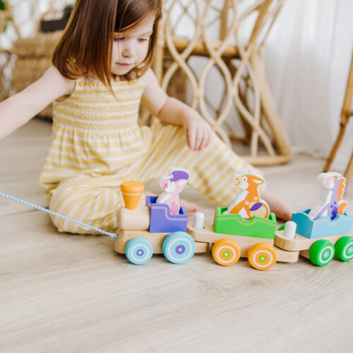 Melissa & Doug Melissa & Doug First Play Wooden Rocking Farm Animals Pull Train 1