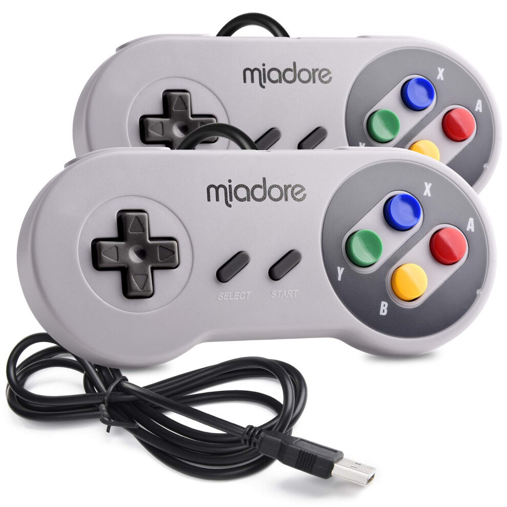 2 Pack Usb Controller For Snes Retro Gaming, Miadore Usb Classic Gamepad Joypad Gamestick For Windows Pc Mac Linux Raspberry Pi 3 885926279668