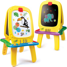 Crayola: Deluxe magnetische dubbelzijdige schildersezel - droog uitwisbaar Inclusief kleurpotloden, stickers, magneetletters en tandwielen, leeftijde