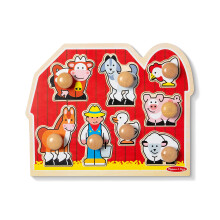 Melissa & Doug Jumbo Knopf Holzpuzzle - Chunky Baby Puzzle für Vorschulkinder, Knopf Puzzle für Kinder ab 1 Jahr