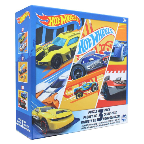 Hot Wheels Hot Wheels 3 Πακέτο Παιδικών Παζλ (1X24Τ, 1X48Τ, 1X100Τ), Μπλε 2