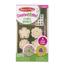 Melissa & Doug Created by Me! Flower Wooden Magnets Craft Kit (4 Designs 4 Paints Stickers Glitter Glue)