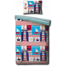 Ships & Boats Toddler Junior Bed Blue Reversible Duvet Cover & Pillowcase Set 120cm x 150cm