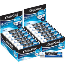 Chapstick Bulk SPF Lip Balm 24-Count - Original 2-in-1 Lipcare with SPF 15 Ultra Hydrating Formula with Aloe Vera and Vitamin E 0.15 Ea