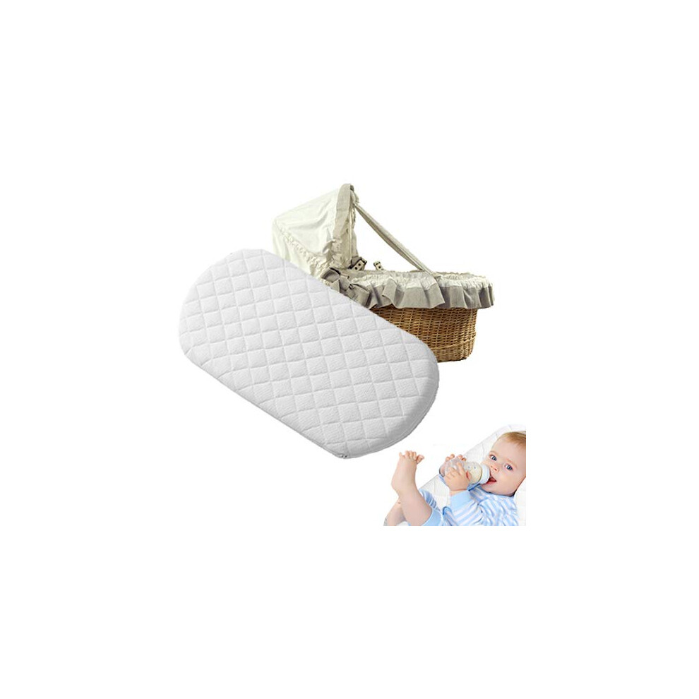 Moses Basket Foam Mattress Microfiber Fits Mamas & Papas and Mothercare Bassinet Stokke Junior Boori Purotex Oval Cot Washable Cover Made in UK (76 x-image-OPC-PGRSQX6-NEW