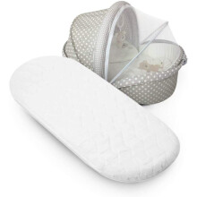 Moses Basket Mattress Microfibre Hypoallergenic with Breathable Quilted Cover, Thick Comfortable Oval Shaped Fits Stokke Sleepi Boori Purotex Baby