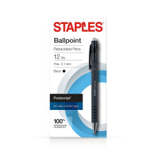 STAPLES 808005 Στυλο Αναδιπλούμενης Μπίλιας Μαύρο Λεπτό 12 Τεμαχίων (18264)