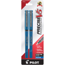 Pilot Precise V5 Stick Liquid Ink Rolling Ball Stick Pens Extra Fine Point (0,5 mm) Blue Ink 2-Pack (25002)