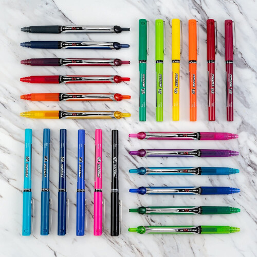 Pilot Pilot Precise V5 RT REFILLABLE & DRACTABLE Liquid Ink Rolling Ball Penns Extra Fine Point (0,5 mm) Svart/bl/rd blck 3-pack (26053) 2