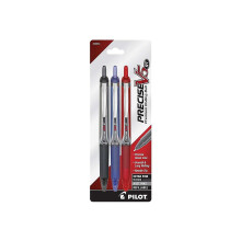 Pilot Precise V5 RT REFILLABLE & DRACTABLE Liquid Ink Rolling Ball Penns Extra Fine Point (0,5 mm) Svart/bl/rd blck 3-pack (26053)