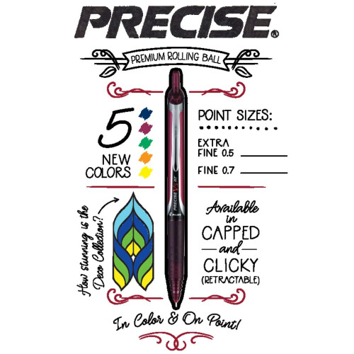Pilot Pilot Precise V5 RT REFILLABLE & DRACTABLEAble Liquid Ink Rolling Ball Pens Extra Fine Point (0,5 mm) Rd blck 2-pack (26082) 2
