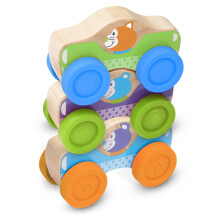 Melissa & Doug Eerste Speel Houten Dieren Stapelauto's (3 stuks)