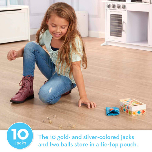 Melissa & Doug Melissa & Doug Παιχνίδι Jacks με 10 Κομμάτια και 2 Μπάλες σε Ξύλινο Κουτί Αποθήκευσης 1