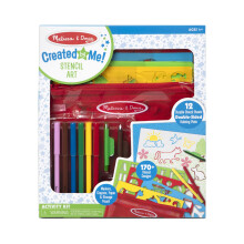 Melissa & Doug Created by Me! Stencil Art Kit - 170+ Designs, 6 Markers, 2 Crayons, Paper - FSC-Certified