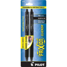 PILOT FriXion Clicker Raderbar pfyllningsbar och indragbar gelblckpennor Fine Point Black Ink 2-pack (31460)