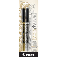 Pilot Metallic Permanent Paint Markers 1 st Guld & Silver Extra Fine Point Set om 2 (41400)
