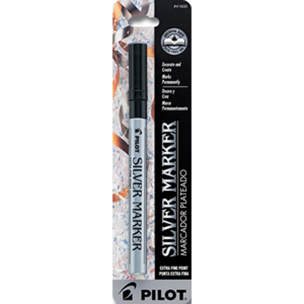Pilot Metallic Permanent Paint Markers  Silver  Extra Fine Point  Single Pen (41600)