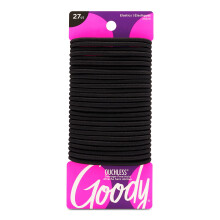 Goody Ouchless Women's Elastic Hair Ties - 27 Count Black - 4MM for Medium Hair - Long-Lasting Braids Ponytails and More - Pain-Free Hair Accessor