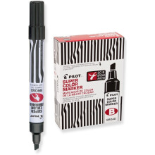 PILOT Super Color hervulbare permanente markers zwarte inkt brede beitelpunt 12-pack (44100)