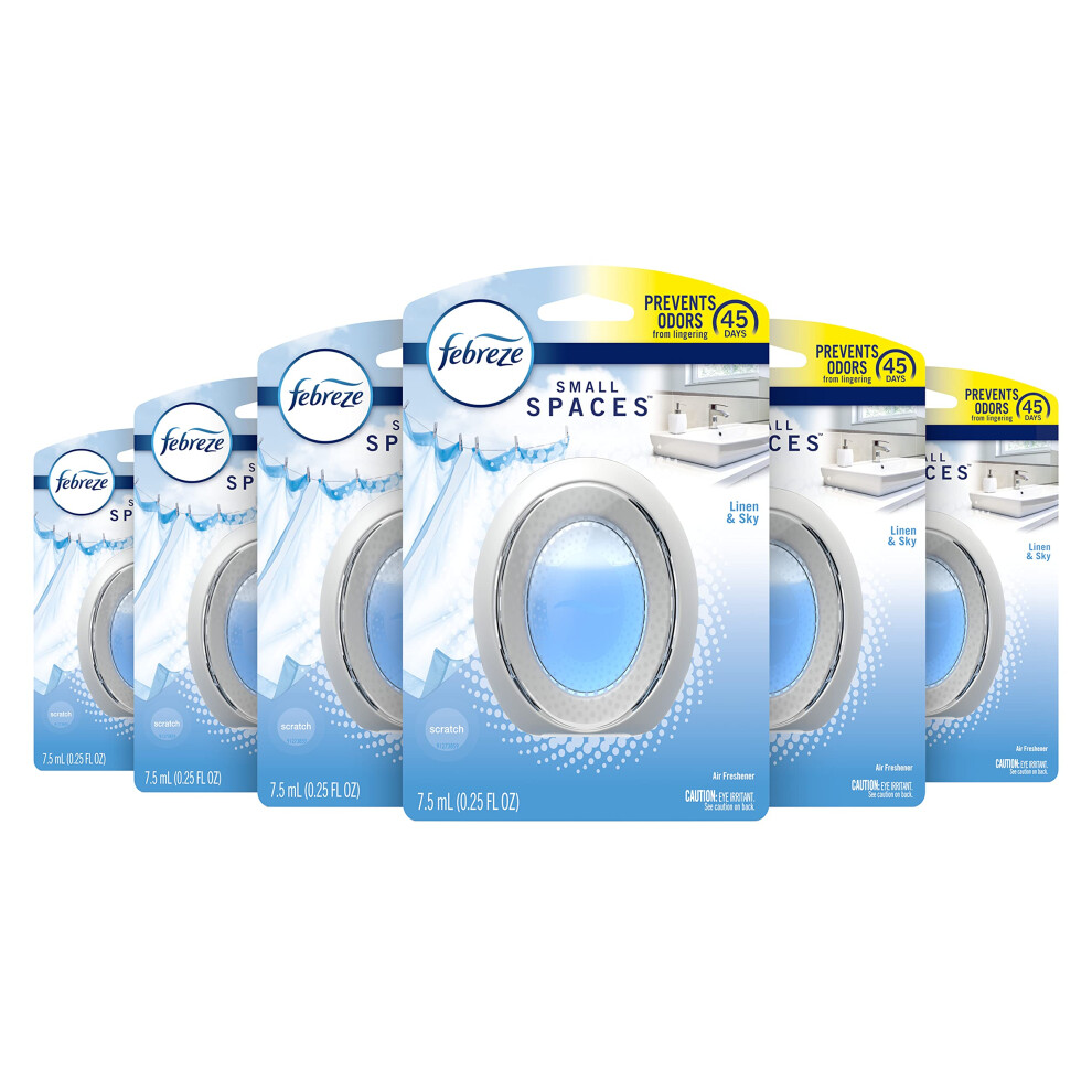 Febreze Small Spaces Air Freshener  Odor Eliminator  Linen & Sky (Pack of 6)