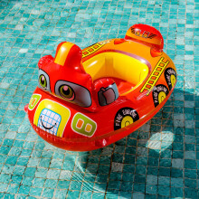 Roter verdickter Kinder-Schwimmring mit Sitz – Feuerwehrauto, Bagger & Planierraupe im Cartoon-Design, PVC, 1–5 Jahre, bis 25 kg
