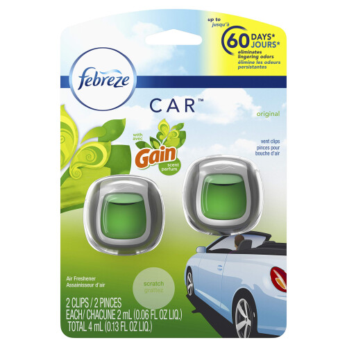 Febreze Febreze Υγρά Αρώματα Αυτοκινήτου, Gain Original, Αντιμετώπιση Δυσάρεστων Οσμών (2 Τεμάχια)