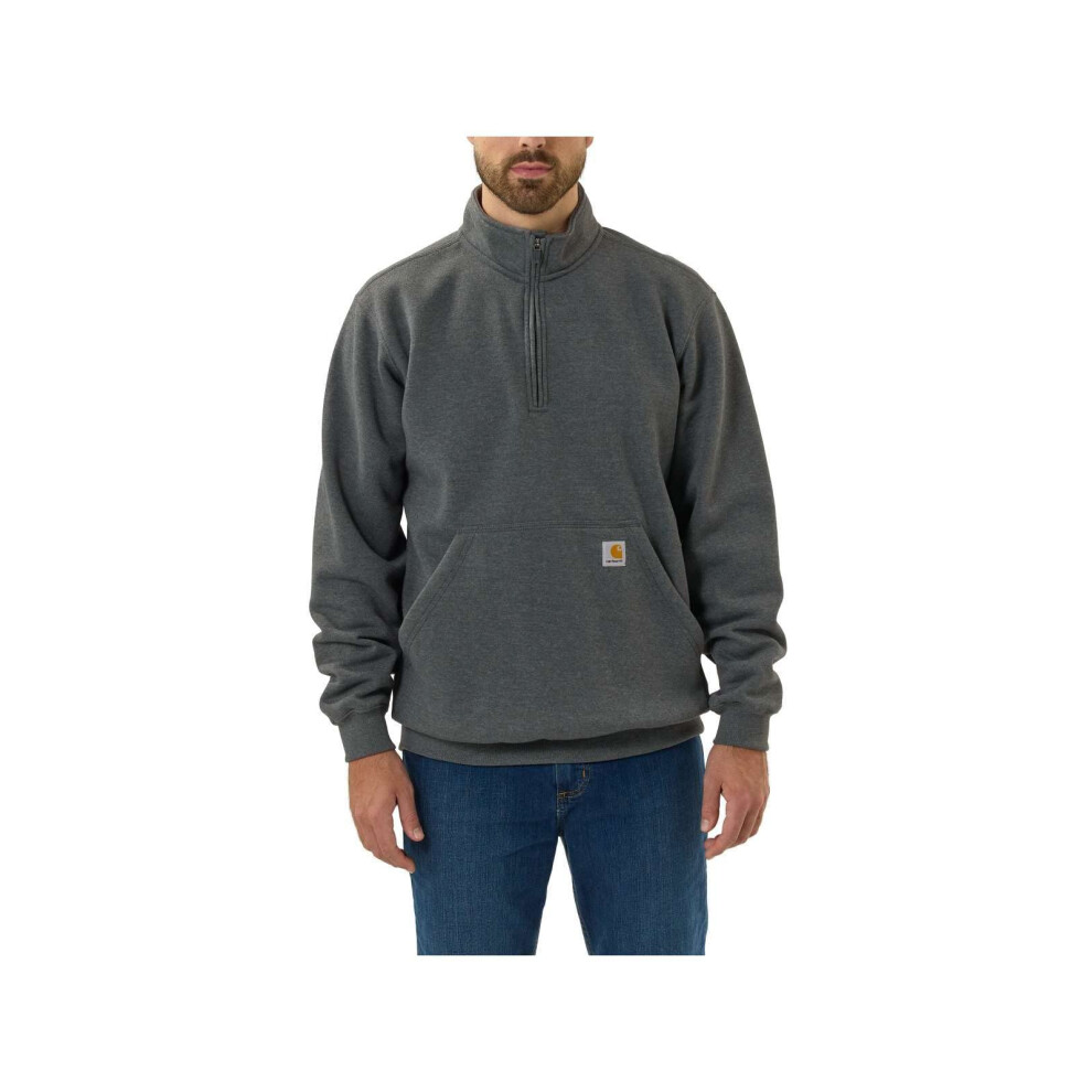 Carhartt Men's Loose Fit Midweight Quarter-Zip Mock-Neck Sweatshirt  Carbon Heather  XX-Large