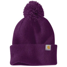 Carhartt Dames Gebreide Pompon Beanie, Aubergine, Eén Maat