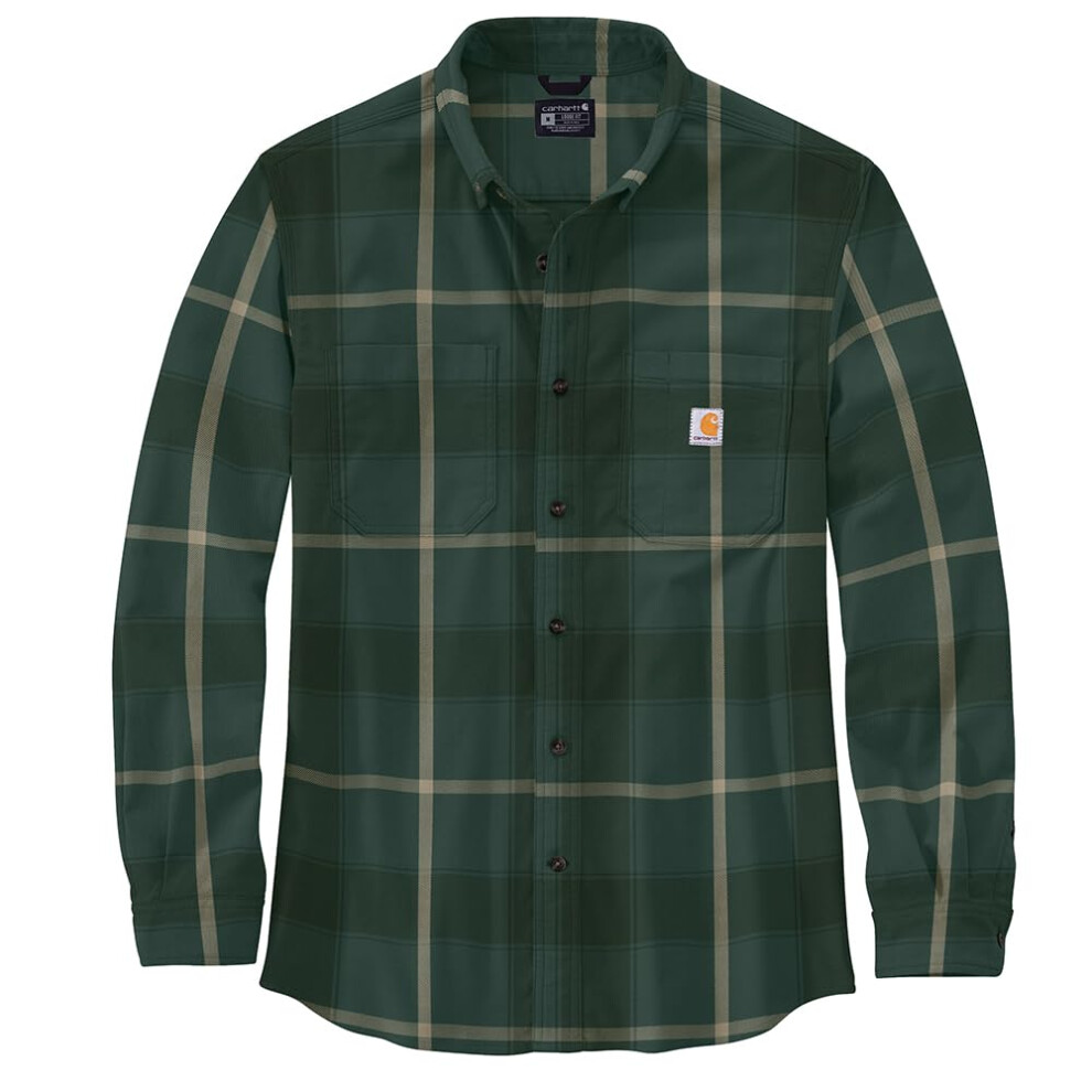 Carhartt Men's Rugged Flex Relaxed Fit Midweight Flannel Long-Sleeve Plaid Shirt  Frosted Balsam