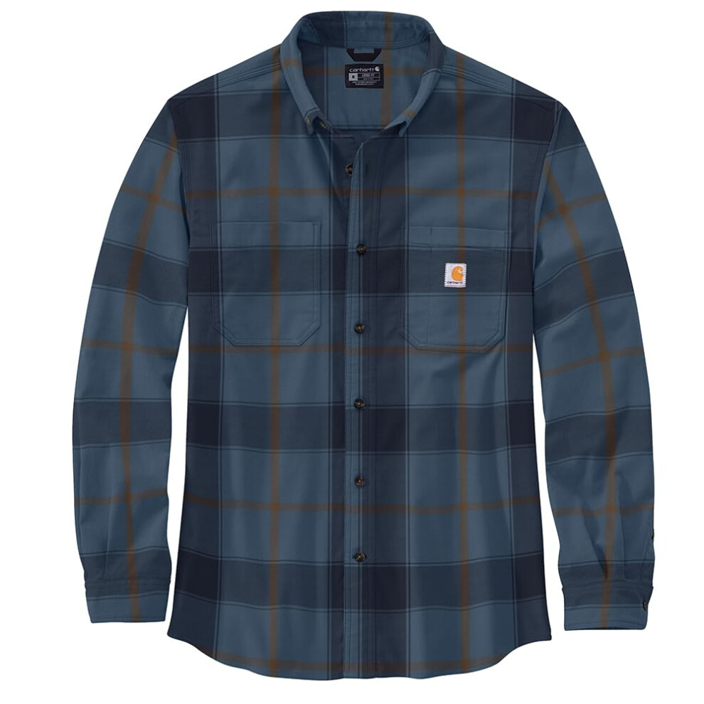 Carhartt Men's Rugged Flex Relaxed Fit Midweight Flannel Long-Sleeve Plaid Shirt  Thundercloud