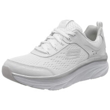 Skechers Womens DLUX Walker Trainers White White Silver Leather White Mesh Silver Trim WSL 36