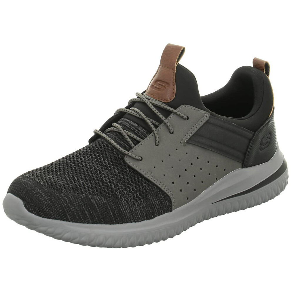Skechers Men's Delson 3.0-Cicada 210238 Knitted Bungee Lace Slip On Black/Grey 12