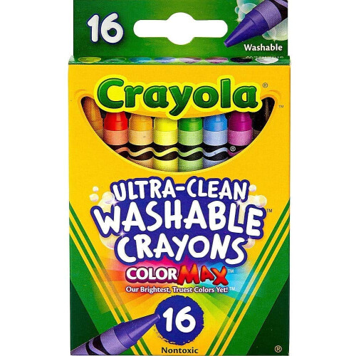 Crayola Crayola Ultra-Clean Washable Κηρομπογιές (526916), 16 Χρώματα 1