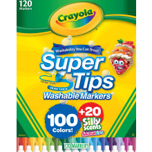 Crayola Super Tipps Marker Set 100 Waschmaschinenmarkierungen fr Kinder 20 Duftmarkierungen sperrfarbene Markierungen fr Malbcher Feiertagsges