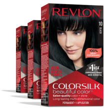 Revlon Permanente haarkleur Permanente haarverf Colorsilk met 100% grijsdekking Ammoniakvrije keratine en aminozuren 10 zwart 4,4 oz (pak van 3)