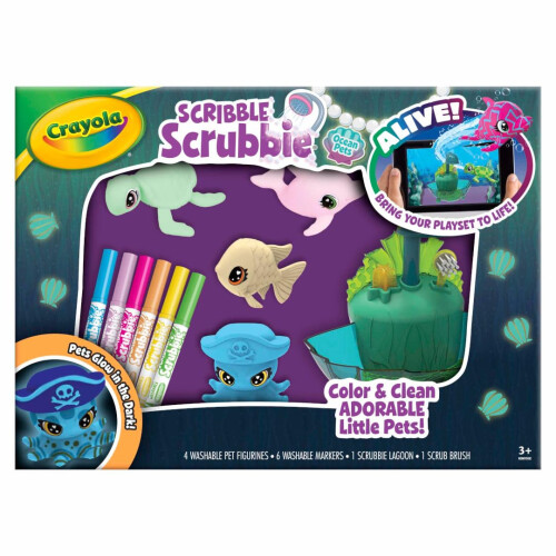 Crayola Crayola Scribble Scrubbie Glow Lagoon Ζώα, Δώρα για Αγόρια & Κορίτσια, 3+ 1