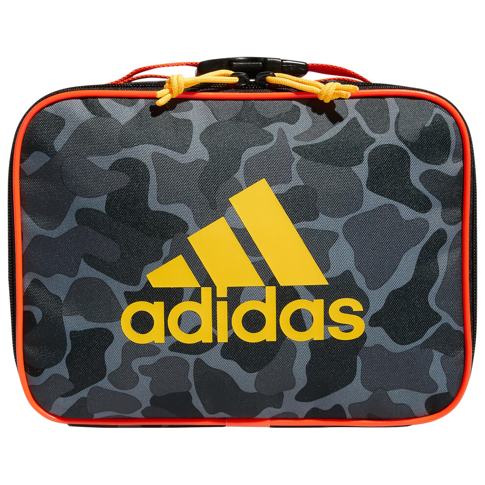 Adidas Unisex Foundation Insulated Lunch Bag (6L) Food Container Carry Box For Kids/Adults Nomad Camo Grey/Solar Gold/Solar Red