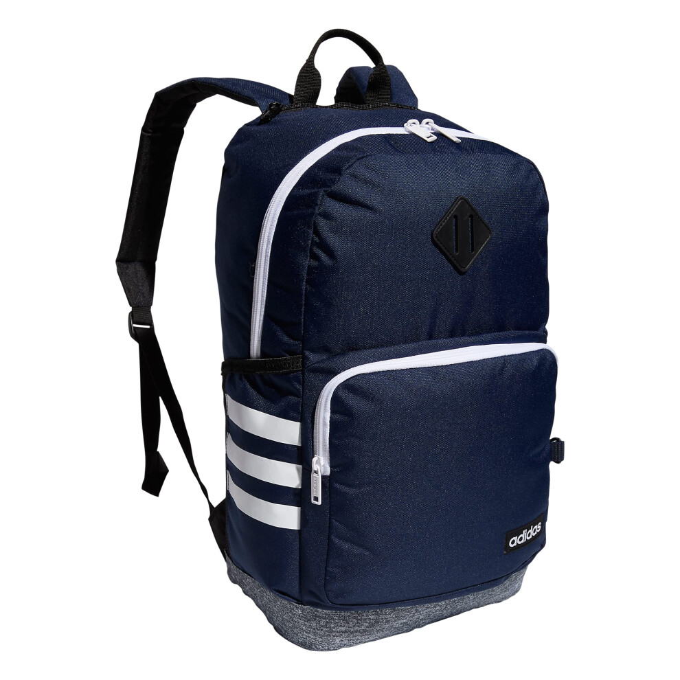 adidas Classic 3-Stripe Durable Backpack Student Athletic Sport Laptop Book Bag  Collegiate Navy/Jersey Onix Grey/White/4.0  One Size