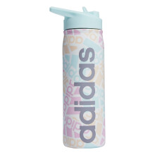 adidas 600 ml (20 oz) metalen waterfles met strotop, warm/koud, dubbelwandig ge?oleerd, 18/8 roestvrij staal, Adi Multi Collage/bijna blauw/grijs, ?n