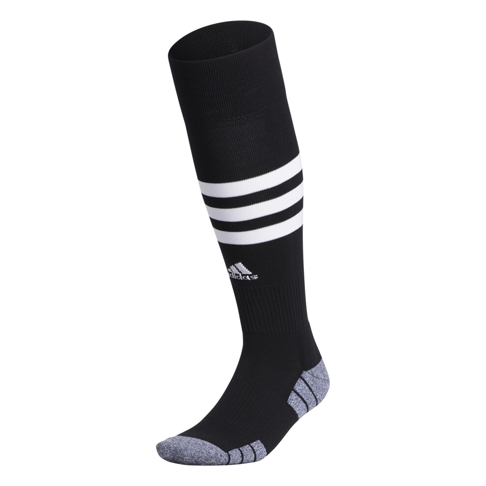 adidas 3-Stripe Hoop Soccer Socks (1-Pair) with Arch Compression for a Secure fit  Black/White  Large