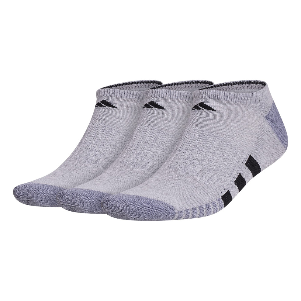 adidas Men's Cushioned No Show Socks (3-Pair)  Cool Light Heather/Grey/Black  Large