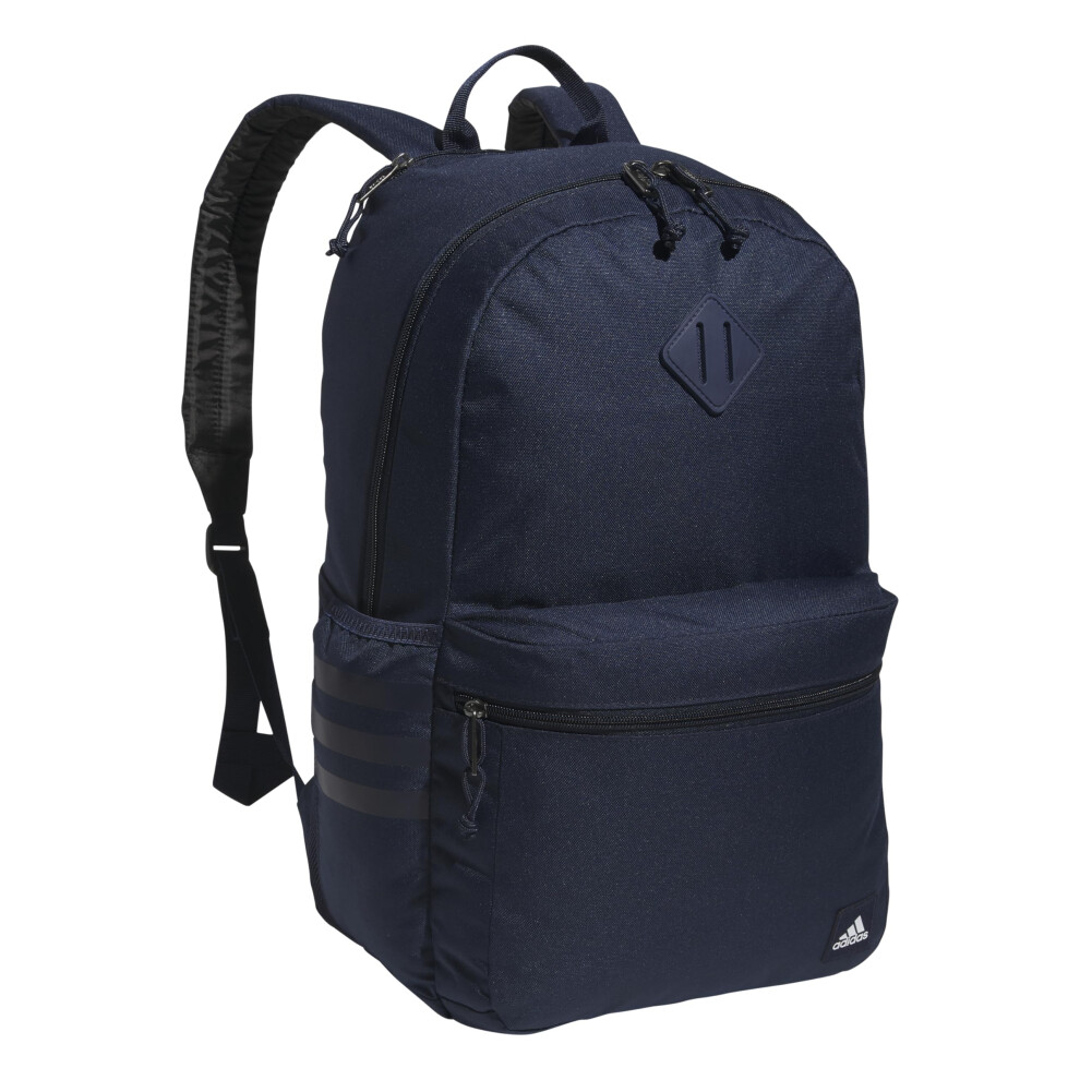 adidas Classic 3-Stripe Durable Backpack Student Athletic Sport Laptop Book Bag  Collegiate Navy/White/Black/5.0  One Size